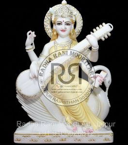Marble Saraswati Mata Statue
