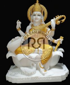 Marble Saraswati Mata Statue