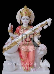 Marble Saraswati Mata Statue