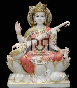 Marble Saraswati Mata Statue