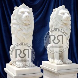 White Marble Lion Moorti