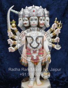White Marble Panchmukhi Hanuman Ji Statue