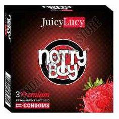 Nottyboy 3 In 1 Ribbed Dotted Strawberry Condom