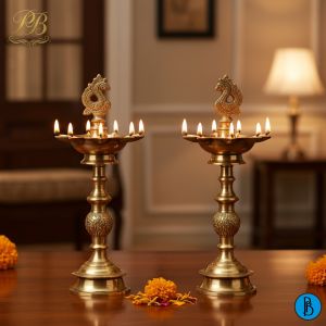 Traditional Brass Peacock Diya Lamps