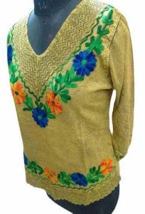 Yellow Rayon Ladies Embroidered Kurti