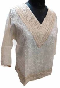 White Daily Wear Cotton Kurti