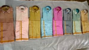 Boys Ashai Premium Silk Matching Shirt and Dhoti Set