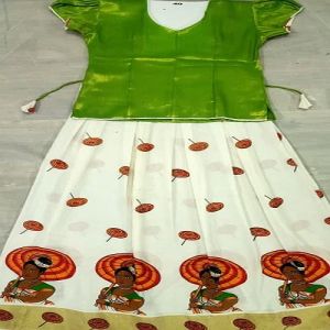 Kerala Green Pattu Pavadai Set
