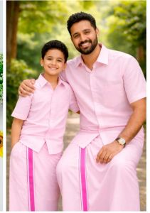 Light Pink Cotton Shirt And Dhoti Matching Set