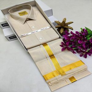 Mustard Yellow Cotton Shirt And Dhoti Matching Set