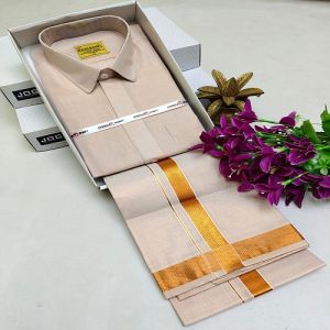 Orange Cotton Shirt And Dhoti Matching Set