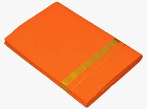 Orange Plain Cotton Dhoti
