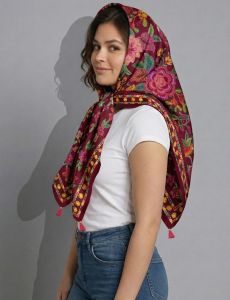 Poly Silk Scarves for Women with Cotton Napkin