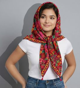 Poly Silk Scarves for Women with Cotton Napkin