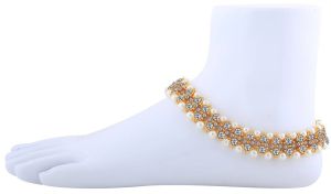 Traditional Kundan Pearl Anklet Payal Pair for Women | Gold Plated Bridal &AMP; Festive Jewellery