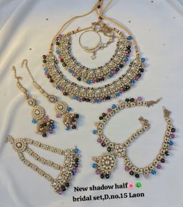 Sedo Mehndi Polish Bridal Jewelry Combo Set 15 | Choker Necklace, Nath, Matha Patti &AMP; Earrings Whole