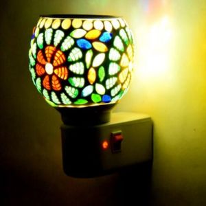 Garden Leaf Mosaic Ceramic Plug Night Lamp
