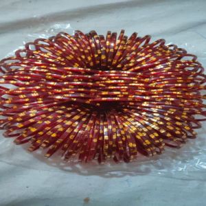 Maroon Square Check Golden Polished Bangles