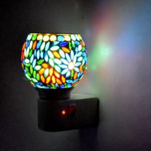 Midnight Bloom Mosaic Ceramic Plug Night Lamp