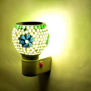 Mint Dot Floral Ceramic Plug Night Lamp