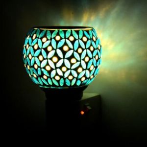 Navy Petal Mosaic Ceramic Plug Night Lamp
