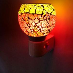 Ruby Amber Crackle Mosaic Plug Night Lamp