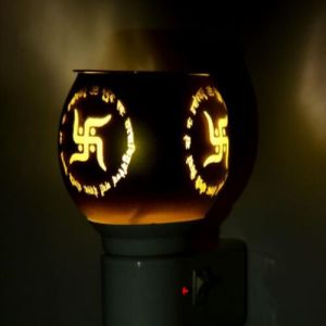 Sacred Swastik Symbol Ceramic Plug Night Lamp