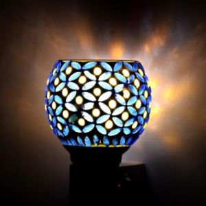 Sapphire Leaf Mosaic Ceramic Plug Night Lamp