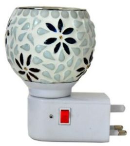 Frosted Floral Mosaic Ceramic Plug Night Lamp