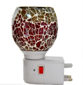 Ruby Amber Crackle Mosaic Plug Night Lamp