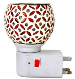 Crimson Leaf Cutwork Ceramic Plug Night Lamp