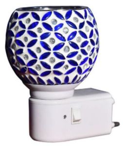 Sapphire Leaf Mosaic Ceramic Plug Night Lamp