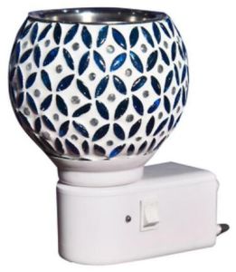 Navy Petal Mosaic Ceramic Plug Night Lamp