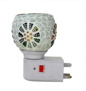 Ivory Floral Mosaic Ceramic Plug Night Lamp