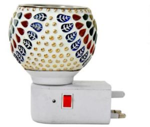 Royal Leaf Dot Mosaic Ceramic Plug Night Lamp