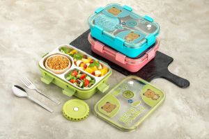 Bear Family 3 Compartment Insulated Lunch Box