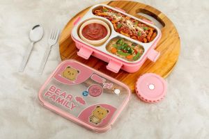 Bear Family 3 Compartment Insulated Lunch Box