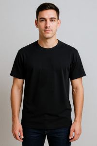Black Plain Round Neck T Shirt