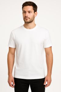 White Plain Round Neck T Shirt