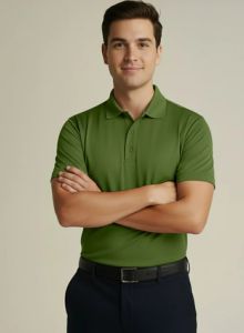 Green Plain Round Neck T Shirt