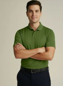 Green Plain Round Neck T Shirt