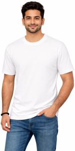 White Plain Round Neck T Shirt