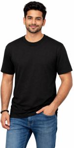 Black Plain Round Neck T Shirt