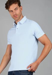 Blue Plain Polo Neck T Shirt