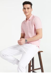 Pink Plain Polo Neck T Shirt