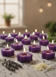 Purple Flower Shape Tea Light Candle
