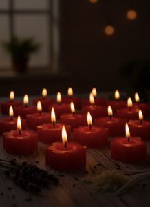 Red Flower Shape Tea Light Candle