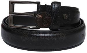 Black Leather Belt with Rectangular Buckle