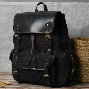 Black Vegan Leather Backpack