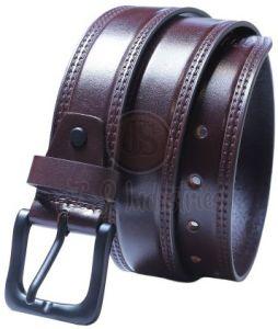 Brown Genuine Leather Casual Belt with Black Pin Buckle